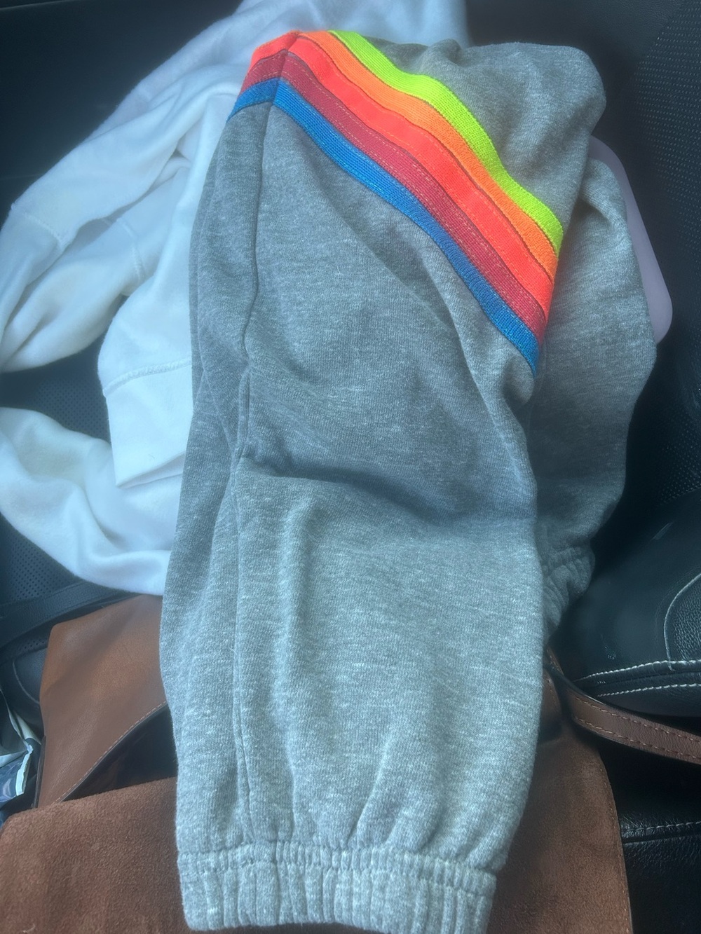 Aviator Nation Gray Neon 5 Stripe Chevron Stripe Sweatpants Size L